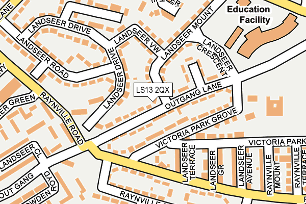 LS13 2QX map - OS OpenMap – Local (Ordnance Survey)