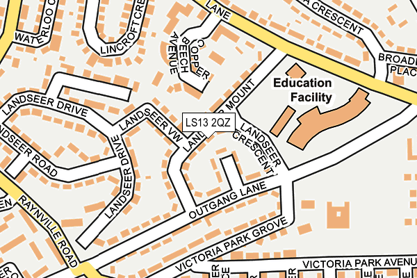 LS13 2QZ map - OS OpenMap – Local (Ordnance Survey)