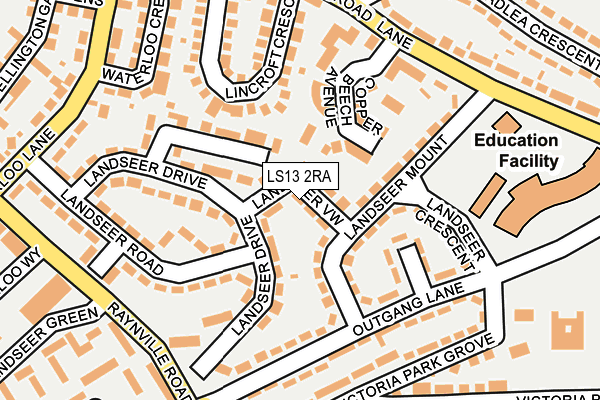 LS13 2RA map - OS OpenMap – Local (Ordnance Survey)