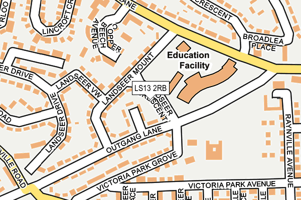 LS13 2RB map - OS OpenMap – Local (Ordnance Survey)
