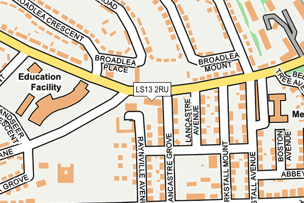 LS13 2RU map - OS OpenMap – Local (Ordnance Survey)