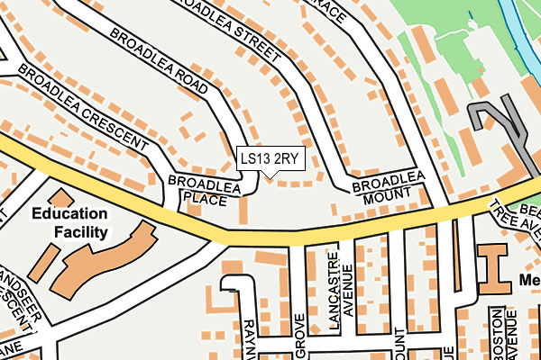 LS13 2RY map - OS OpenMap – Local (Ordnance Survey)