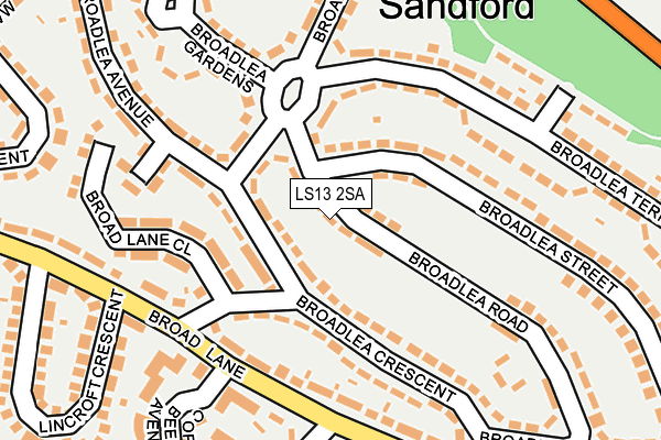 LS13 2SA map - OS OpenMap – Local (Ordnance Survey)
