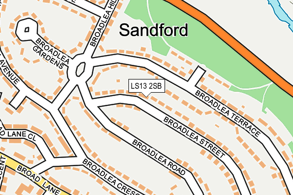 LS13 2SB map - OS OpenMap – Local (Ordnance Survey)