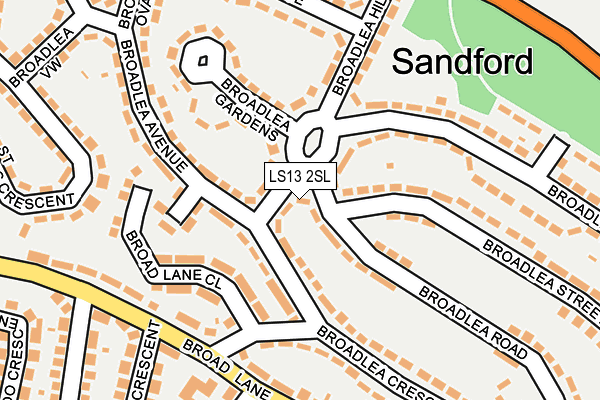 LS13 2SL map - OS OpenMap – Local (Ordnance Survey)