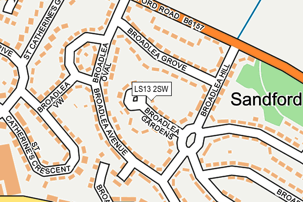 LS13 2SW map - OS OpenMap – Local (Ordnance Survey)