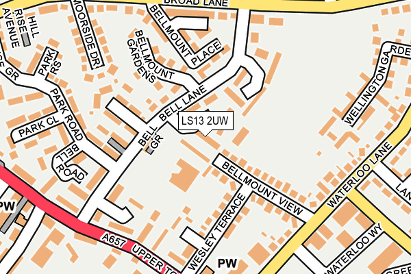 LS13 2UW map - OS OpenMap – Local (Ordnance Survey)