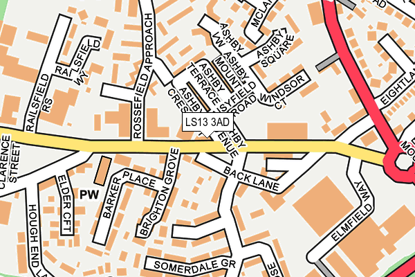 LS13 3AD map - OS OpenMap – Local (Ordnance Survey)