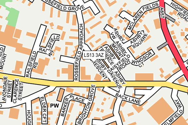 LS13 3AZ map - OS OpenMap – Local (Ordnance Survey)