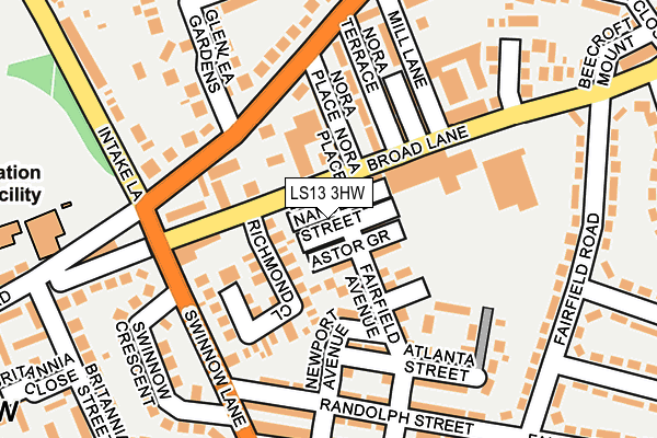 LS13 3HW map - OS OpenMap – Local (Ordnance Survey)
