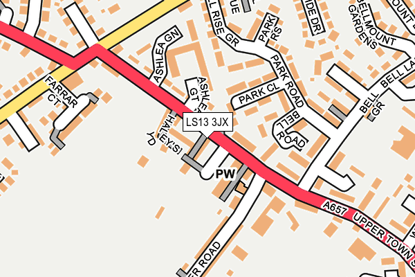 LS13 3JX map - OS OpenMap – Local (Ordnance Survey)