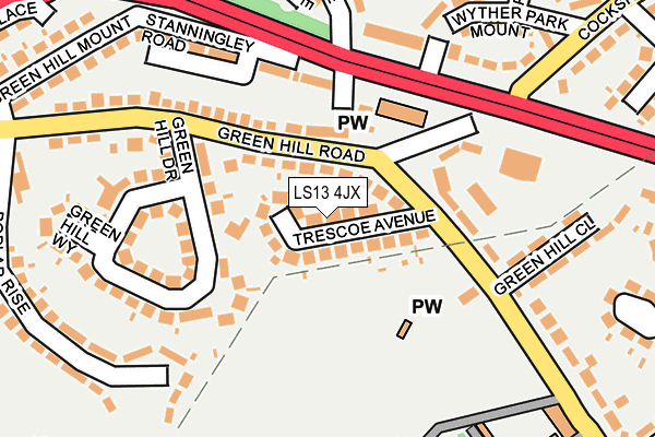 LS13 4JX map - OS OpenMap – Local (Ordnance Survey)