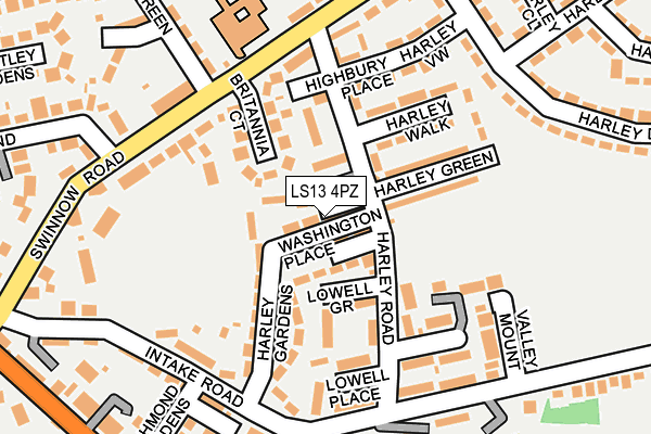 LS13 4PZ map - OS OpenMap – Local (Ordnance Survey)
