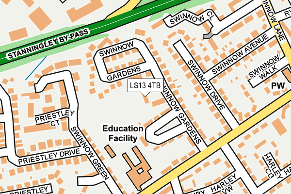 LS13 4TB map - OS OpenMap – Local (Ordnance Survey)