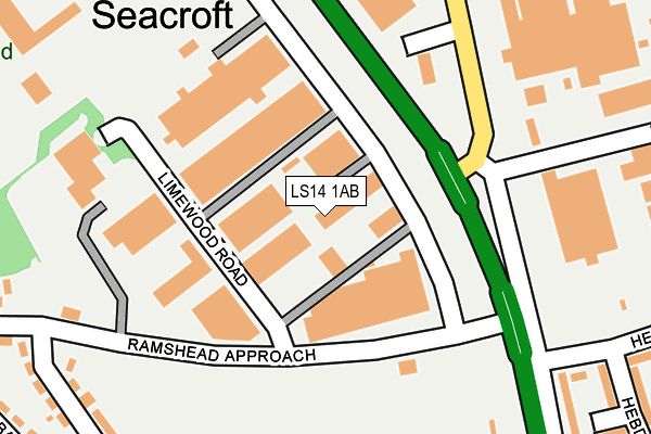 LS14 1AB map - OS OpenMap – Local (Ordnance Survey)