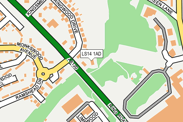 LS14 1AD map - OS OpenMap – Local (Ordnance Survey)