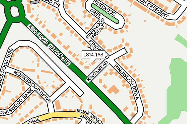 LS14 1AS map - OS OpenMap – Local (Ordnance Survey)