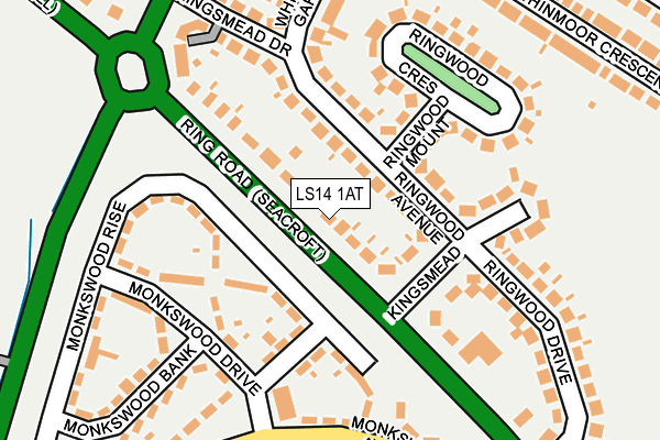LS14 1AT map - OS OpenMap – Local (Ordnance Survey)