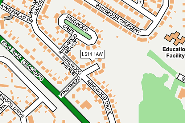 LS14 1AW map - OS OpenMap – Local (Ordnance Survey)