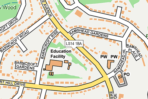 LS14 1BA map - OS OpenMap – Local (Ordnance Survey)
