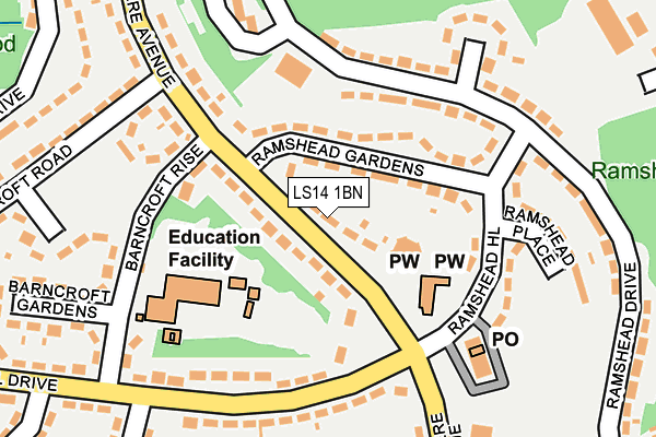 LS14 1BN map - OS OpenMap – Local (Ordnance Survey)