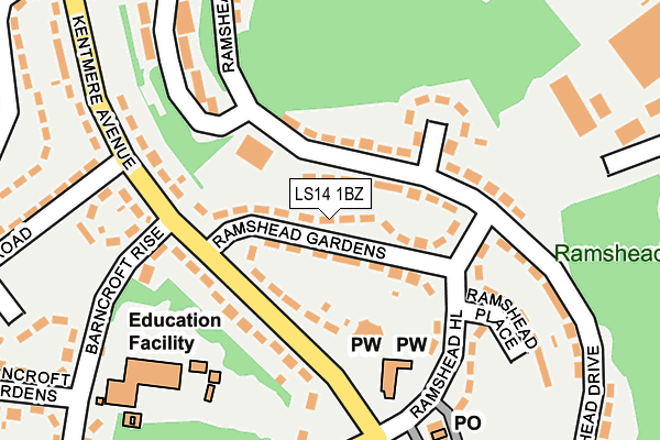 LS14 1BZ map - OS OpenMap – Local (Ordnance Survey)
