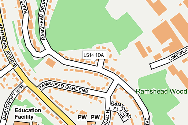 LS14 1DA map - OS OpenMap – Local (Ordnance Survey)