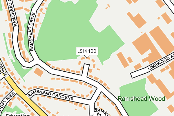 LS14 1DD map - OS OpenMap – Local (Ordnance Survey)