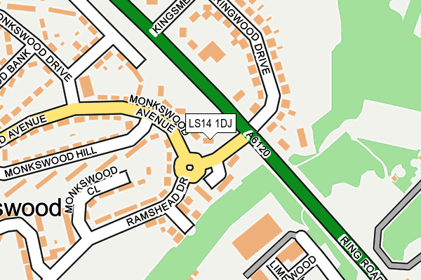 LS14 1DJ map - OS OpenMap – Local (Ordnance Survey)
