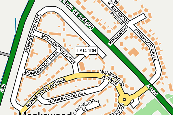 LS14 1DN map - OS OpenMap – Local (Ordnance Survey)
