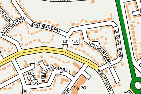 LS14 1EX map - OS OpenMap – Local (Ordnance Survey)