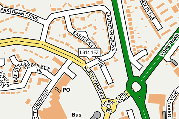 LS14 1EZ map - OS OpenMap – Local (Ordnance Survey)