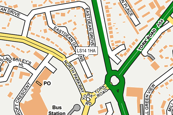 LS14 1HA map - OS OpenMap – Local (Ordnance Survey)