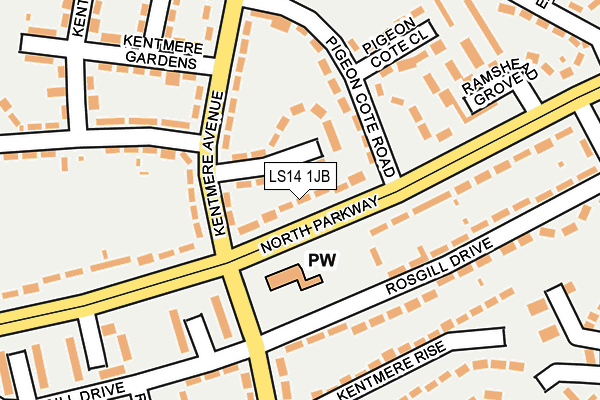 LS14 1JB map - OS OpenMap – Local (Ordnance Survey)
