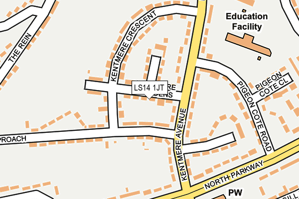 LS14 1JT map - OS OpenMap – Local (Ordnance Survey)