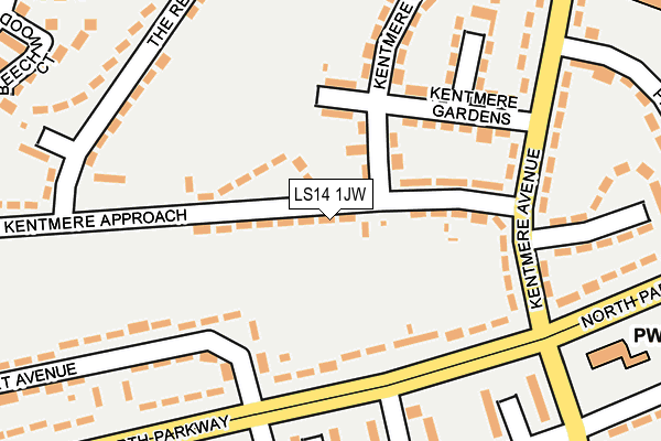 LS14 1JW map - OS OpenMap – Local (Ordnance Survey)