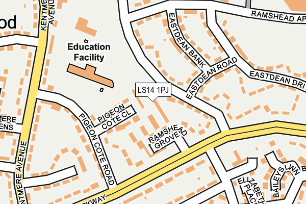 LS14 1PJ map - OS OpenMap – Local (Ordnance Survey)