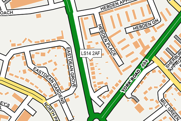 LS14 2AF map - OS OpenMap – Local (Ordnance Survey)