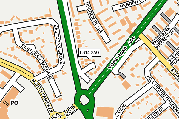 LS14 2AG map - OS OpenMap – Local (Ordnance Survey)