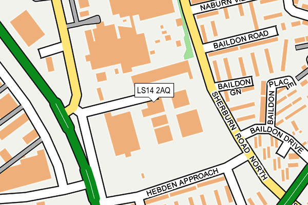LS14 2AQ map - OS OpenMap – Local (Ordnance Survey)