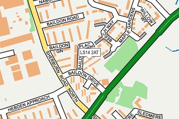 LS14 2AT map - OS OpenMap – Local (Ordnance Survey)