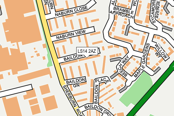 LS14 2AZ map - OS OpenMap – Local (Ordnance Survey)