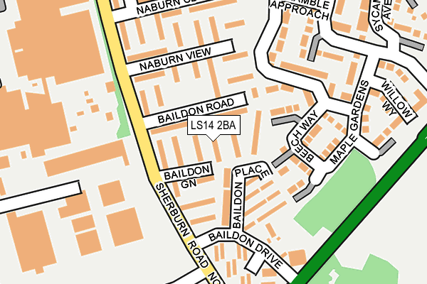 LS14 2BA map - OS OpenMap – Local (Ordnance Survey)