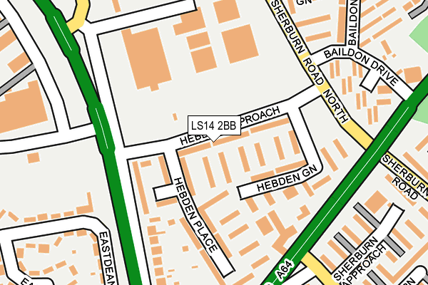 LS14 2BB map - OS OpenMap – Local (Ordnance Survey)