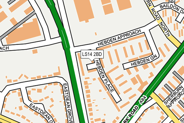 LS14 2BD map - OS OpenMap – Local (Ordnance Survey)