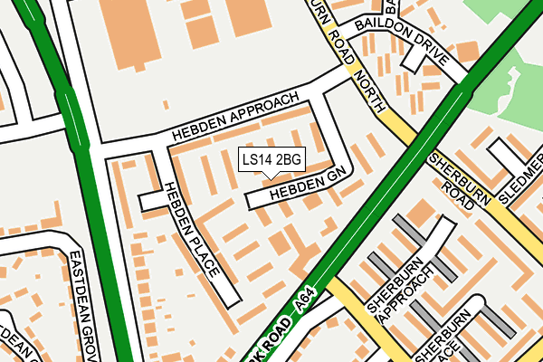 LS14 2BG map - OS OpenMap – Local (Ordnance Survey)
