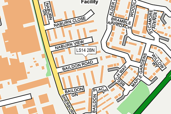 LS14 2BN map - OS OpenMap – Local (Ordnance Survey)
