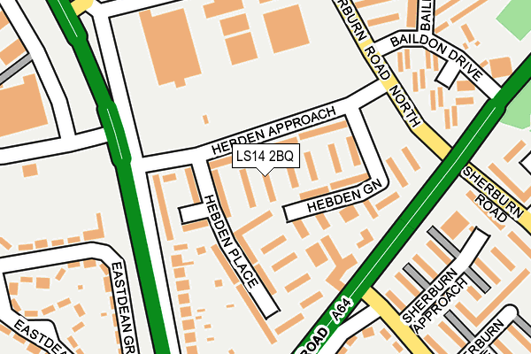 LS14 2BQ map - OS OpenMap – Local (Ordnance Survey)