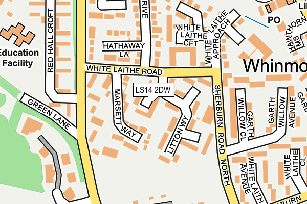 LS14 2DW map - OS OpenMap – Local (Ordnance Survey)