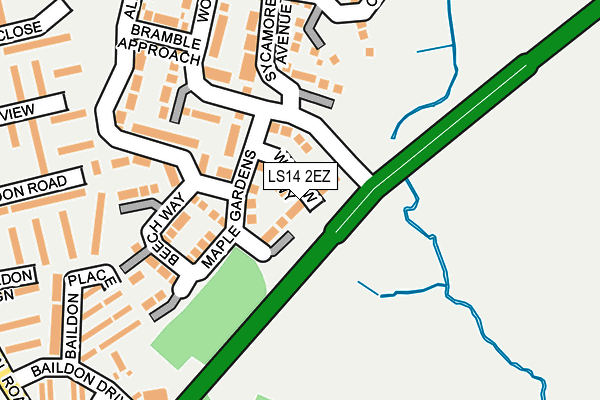 LS14 2EZ map - OS OpenMap – Local (Ordnance Survey)